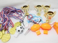 36Bags Tropies & Golden Medals & Assorted Whistles 3 Designs