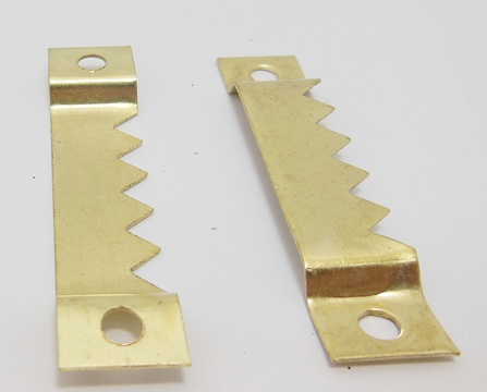 2x50Pcs Golden Plated No Nail Sawtooth Picture Hangers 55x12mm - Click Image to Close