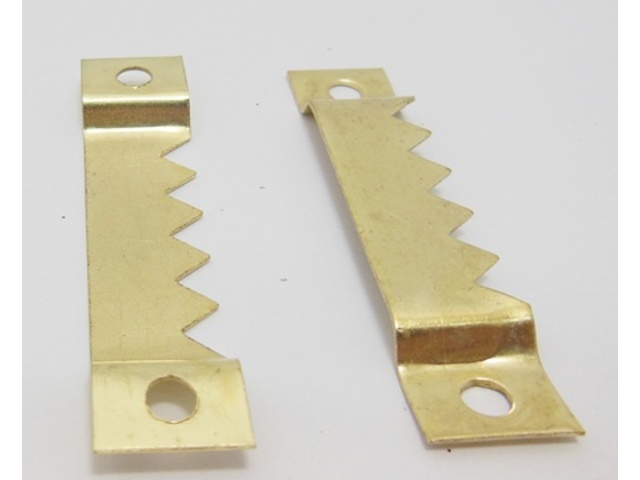 2x50Pcs Golden Plated No Nail Sawtooth Picture Hangers 55x12mm - Click Image to Close