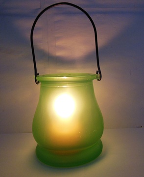 10Pcs Green Frosted Hanging Glass Tea Light Holder Wedding Favor - Click Image to Close