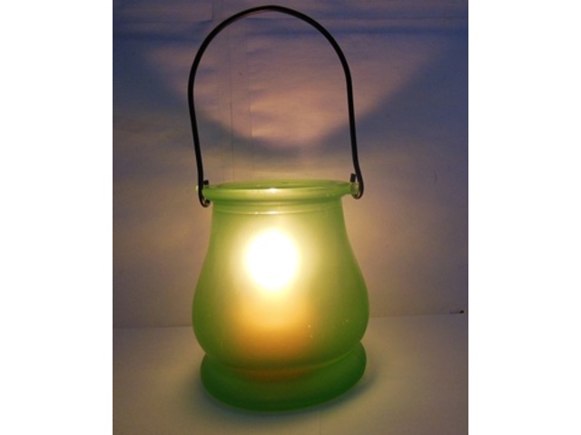 10Pcs Green Frosted Hanging Glass Tea Light Holder Wedding Favor - Click Image to Close