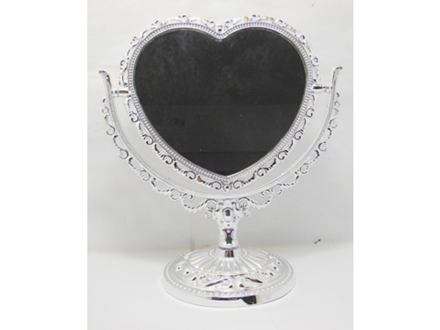 1X New Pedestal Heart Makeup Mirror Double Sided 1X New Pedestal Heart Makeup Mirror Double Sided