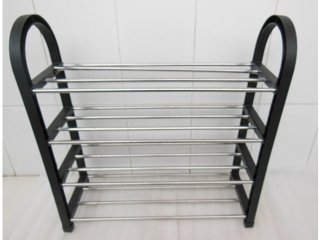 1Pc 4 Tier Black Shoe Holder Display Rack 53.5cm