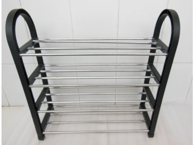 1Pc 4 Tier Black Shoe Holder Display Rack 53.5cm - Click Image to Close