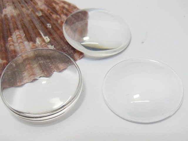 25Pcs Clear Round Glass Magnifying Cabochon Tiles 40mm Beads - Click Image to Close