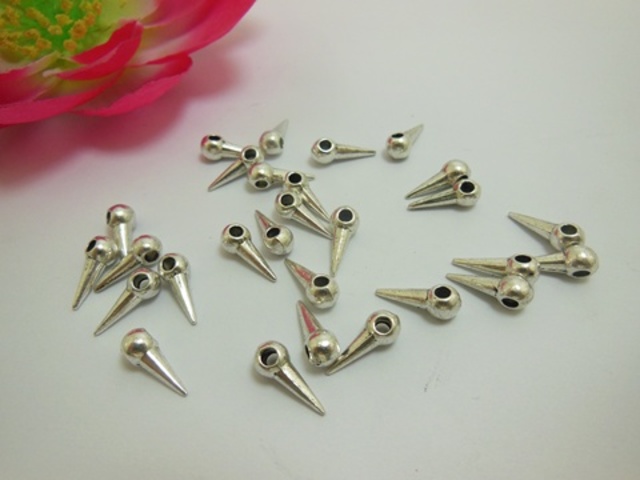 4x100Pcs Spikey Zinc Alloy Beads Jewelry Finding 14mm