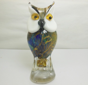 1X Handmade Art Glass Owl Figurine Ornament 16cm High - Click Image to Close