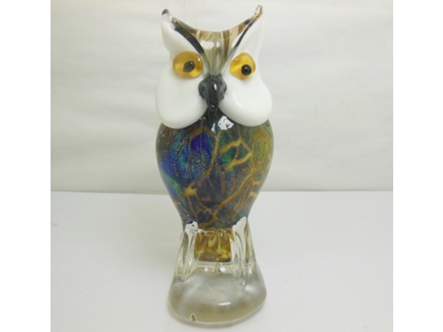 1X Handmade Art Glass Owl Figurine Ornament 16cm High