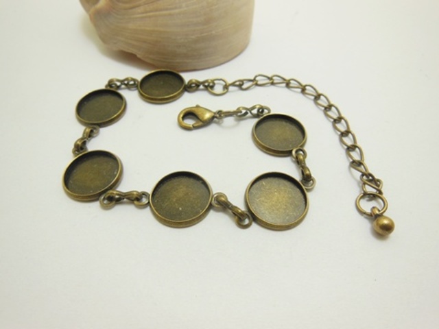 10Pcs Glue On Bracelet Blanks Base with 12mm Round Settings Bron