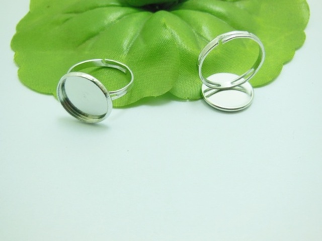 100 Silver Round Adjustable RING Blank Bases Jewelry Finding - Click Image to Close