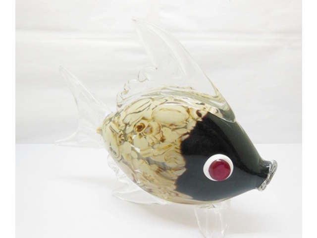 1X Handmade Art Glass Fish Figurine Ornament 21.5cm High