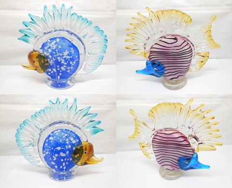 1X Handmade Art Glass Fish Figurine Ornament 20cm High - Click Image to Close
