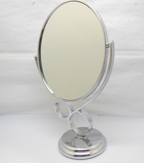 1X New Pedestal Oval Makeup Mirror Double Sided 29.5cm High - Click Image to Close