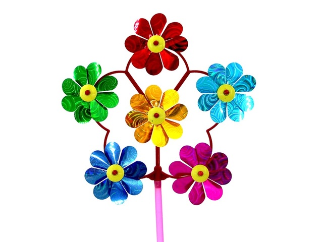 98 Exciting 6 Head Flower Windmills BULK Mixed