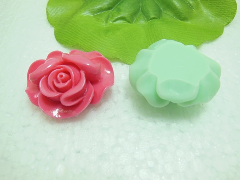 100 Flower Hairclip Headband Jewelry Finding Bead Mixed 35mm Dia - Click Image to Close