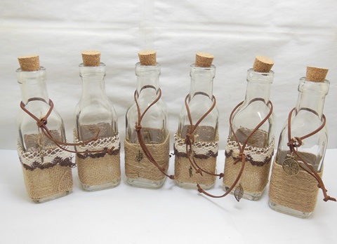 4X Glass Message Bottles Vases Wedding Decorations 16.5cm High - Click Image to Close