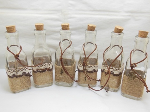 4X Glass Message Bottles Vases Wedding Decorations 16.5cm High - Click Image to Close