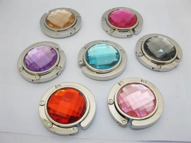 (image for) 5Pcs Round Folding Purse Hand Bag Holder Hook Hanger Mixed