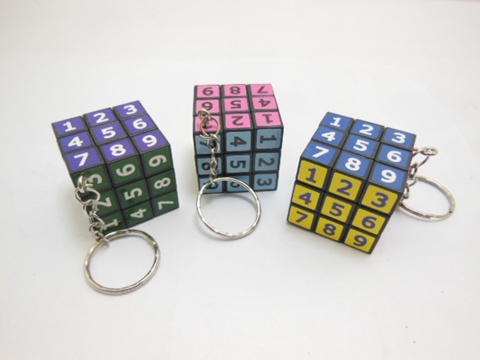 48X Number Magic Cube Puzzler Key Rings 3x3cm - Click Image to Close