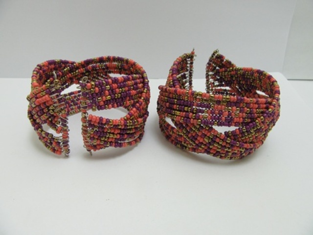 12Pcs Open Ended Bangle Multi Loop Seed Beads Bracelet
