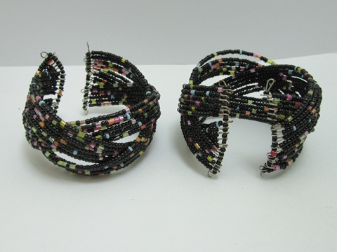12Pcs New Open Ended Bangle Multi Loop Seed Beads Bracelet - Click Image to Close