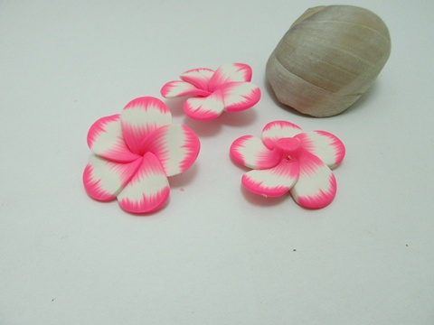 50Pcs Pink Fimo Beads Frangipani Flower Jewellery Finding 40mm - Click Image to Close