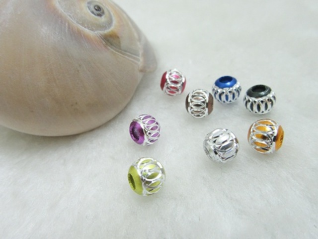200 New Aluminium Round Beads dia.6mm Mixed Color