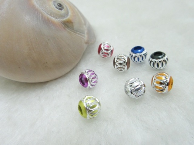 200 New Aluminium Round Beads dia.6mm Mixed Color - Click Image to Close