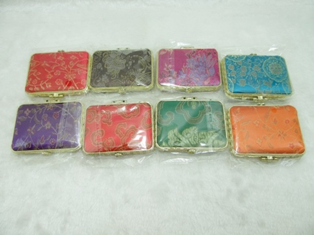 24Pcs Silk Cover Oblong Make-up Pocket Mirrors
