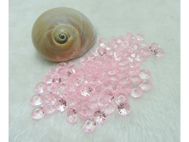 1000 Pink Diamond Confetti 8mm Wedding Table Scatter - Click Image to Close