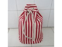 1X Red & White Stripe Lady Knapsack Backpack Bag 1X Red & White Stripe Lady Knapsack Backpack Bag