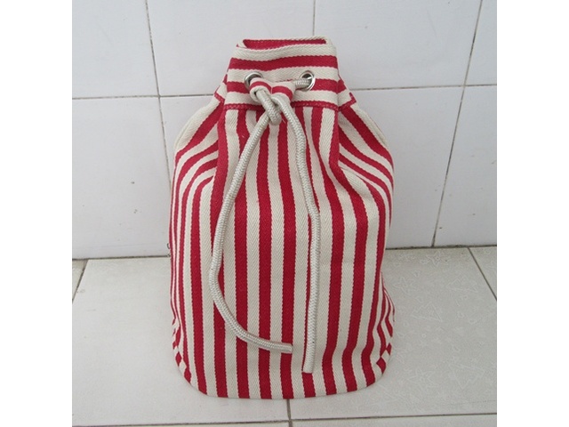 1X Red & White Stripe Lady Knapsack Backpack Bag 1X Red & White Stripe Lady Knapsack Backpack Bag