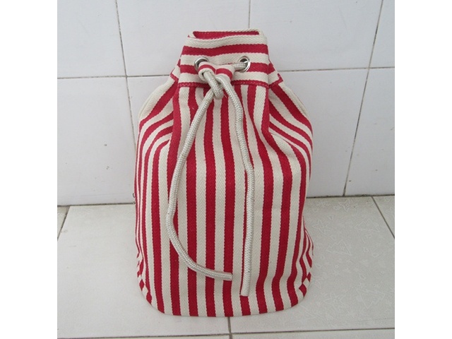 1X Red & White Stripe Lady Knapsack Backpack Bag - Click Image to Close