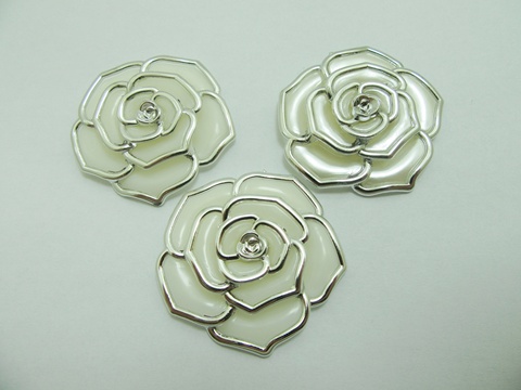 20Pcs Pearl Ivory Rose Hairclip Jewelry Finding Beads 48mm - Click Image to Close