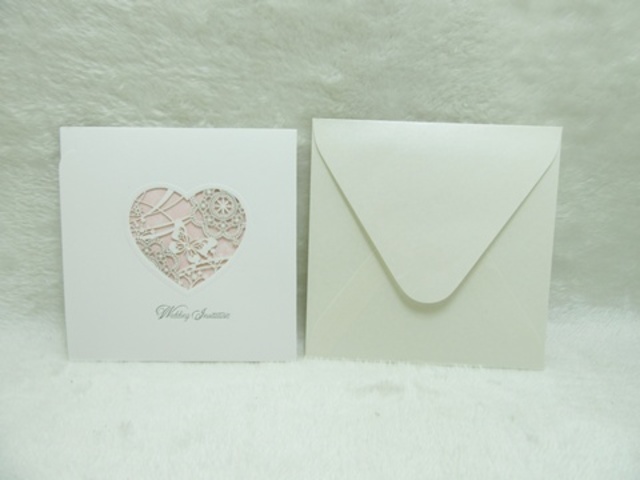 10Pcs New Wedding Invitation W/Pink Heart 14.7X14.7cm 10Pcs New Wedding Invitation W/Pink Heart 14.7X14.7cm