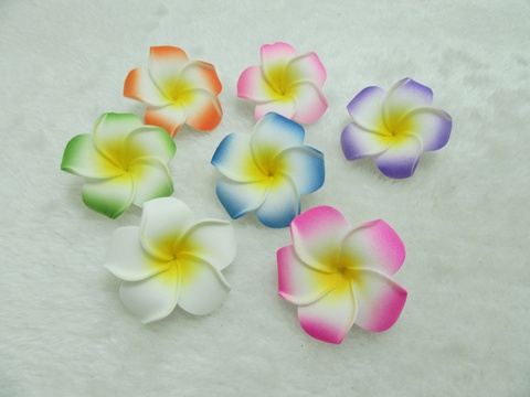 50 New Fabulous Foam Frangipani Flower 4.5x2cm Mixed - Click Image to Close