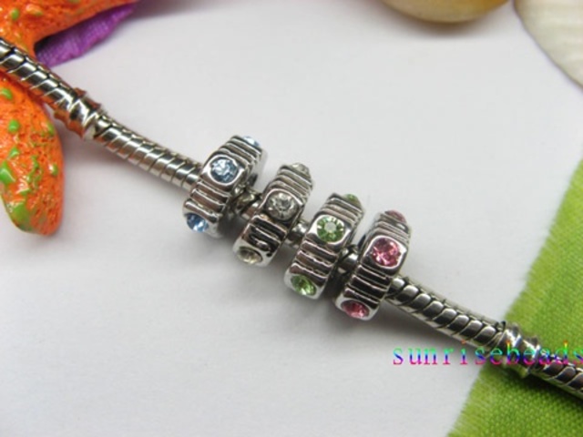 20pcs Beads Inlay 6 Crystal Fit European Beads 20pcs Beads Inlay 6 Crystal Fit European Beads