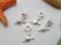 50Pcs European Thread Circle Bail Beads with Dangle Love Heart &