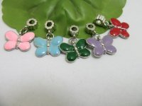 50 Enamel European Beads with Butterfly pa-m70