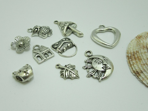100Pcs New Metal Charms Bead Pendant Jewelry Finding Assorted - Click Image to Close