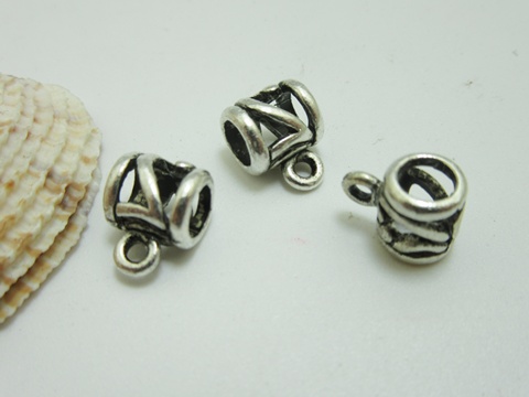 50Pcs Alloy Charms Tube Bail European Hollow Beads - Click Image to Close