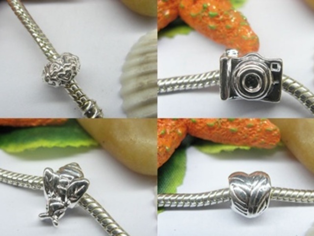 50Pcs Silver Plated European Thread Beads Assorted be-m13
