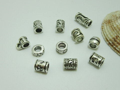 200Pcs New Alloy European Beads no Thread Assorted - Click Image to Close