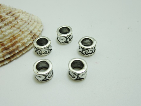 100Pcs New Alloy European Round Beads No Thread be-m7 - Click Image to Close