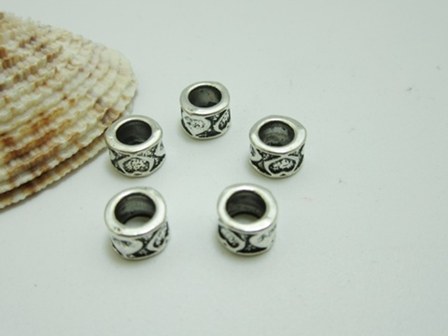 100Pcs New Alloy European Round Beads No Thread be-m7 - Click Image to Close