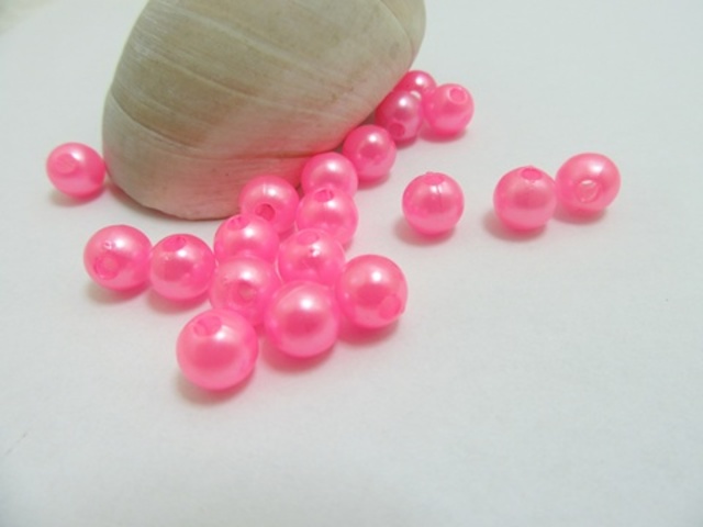 1000 Pink 8mm Round Simulate Pearl Beads - Click Image to Close