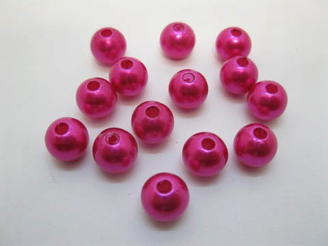 1000 Fuschia Round Simulate Pearl Loose Beads 8mm - Click Image to Close