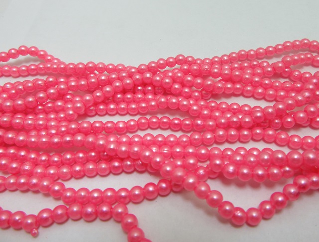 18000 Hot Pink 4mm Round Simulate Pearl Beads - Click Image to Close