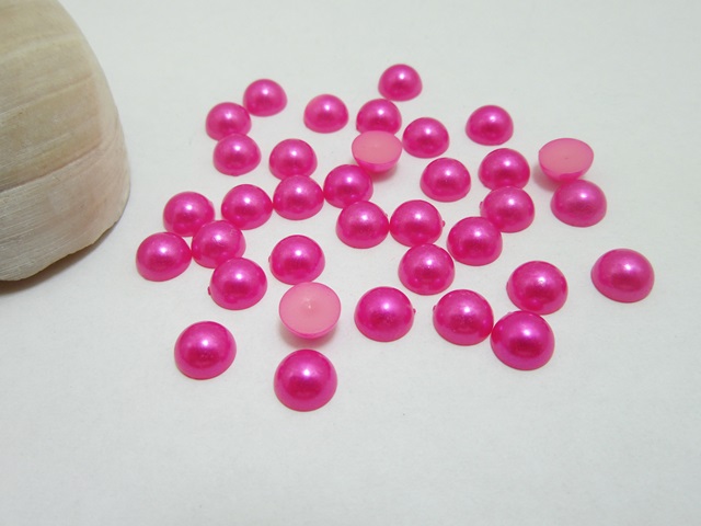 2500Pcs 8mm Fuschia Semi-Circle Simulated Pearl Bead Flatback - Click Image to Close