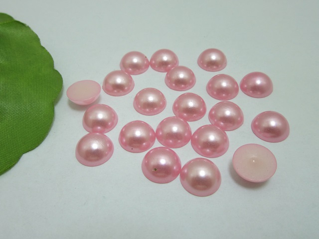 750Pcs 12mm Pink Semi-Circle Simulated Pearl Bead Flatback - Click Image to Close